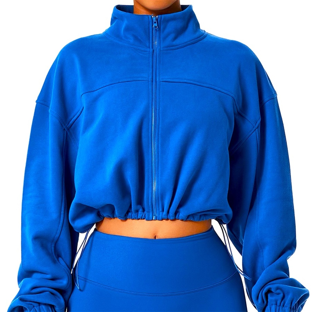 Fazor Cropped Zipper Sweatshirt with Drawstring hem